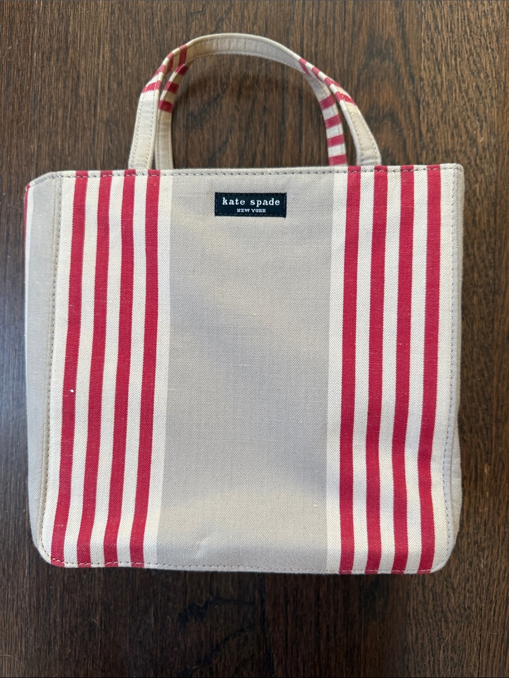 kate spade Canvas Tote with Red and Cream Stripes